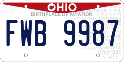 OH license plate FWB9987