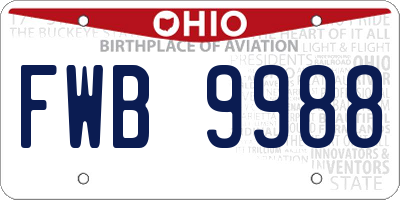 OH license plate FWB9988