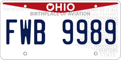 OH license plate FWB9989