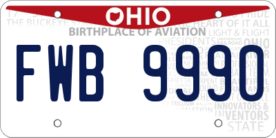 OH license plate FWB9990