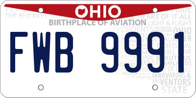 OH license plate FWB9991