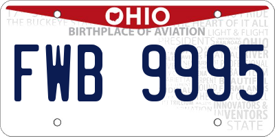 OH license plate FWB9995