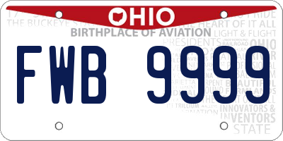 OH license plate FWB9999