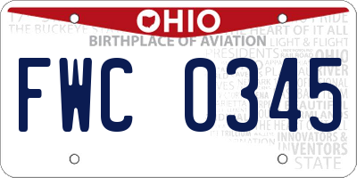 OH license plate FWC0345