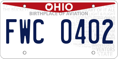 OH license plate FWC0402