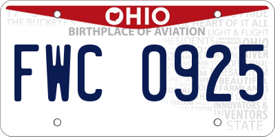 OH license plate FWC0925