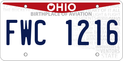 OH license plate FWC1216