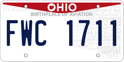 OH license plate FWC1711