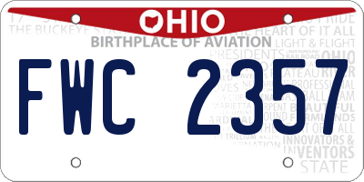 OH license plate FWC2357