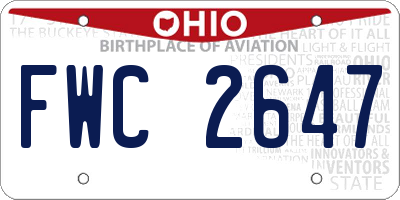 OH license plate FWC2647