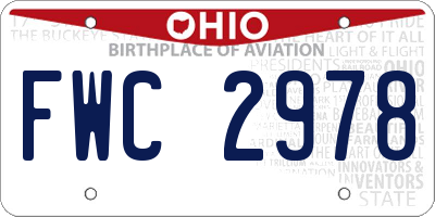 OH license plate FWC2978