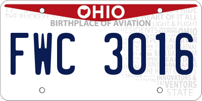 OH license plate FWC3016