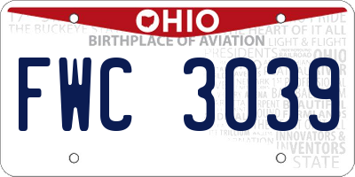 OH license plate FWC3039