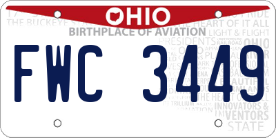 OH license plate FWC3449