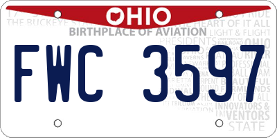 OH license plate FWC3597