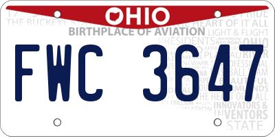 OH license plate FWC3647