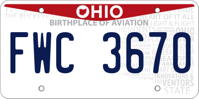 OH license plate FWC3670