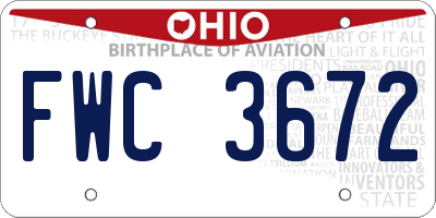 OH license plate FWC3672