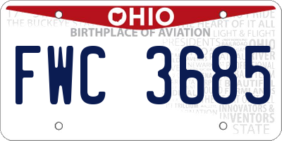 OH license plate FWC3685