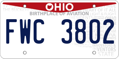 OH license plate FWC3802