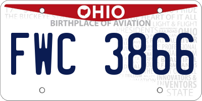 OH license plate FWC3866