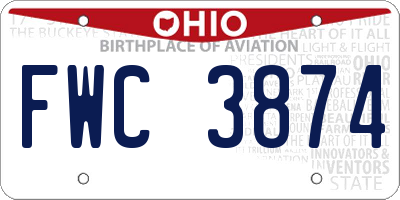 OH license plate FWC3874