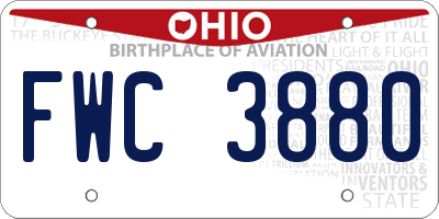 OH license plate FWC3880
