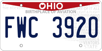 OH license plate FWC3920