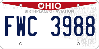 OH license plate FWC3988