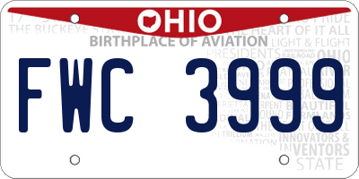OH license plate FWC3999