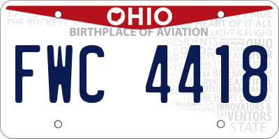 OH license plate FWC4418