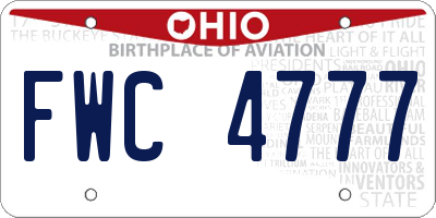 OH license plate FWC4777