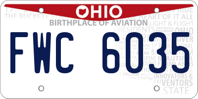 OH license plate FWC6035