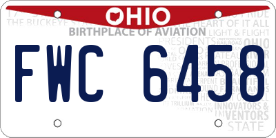 OH license plate FWC6458