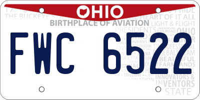 OH license plate FWC6522
