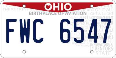 OH license plate FWC6547