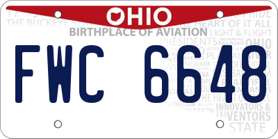 OH license plate FWC6648