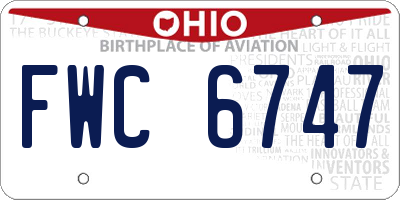 OH license plate FWC6747