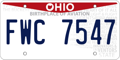 OH license plate FWC7547