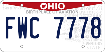OH license plate FWC7778