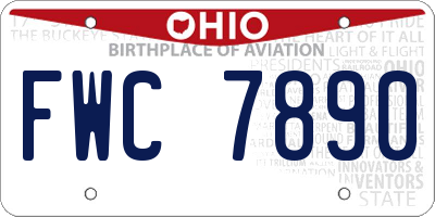 OH license plate FWC7890