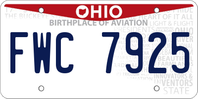 OH license plate FWC7925