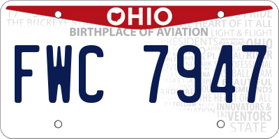 OH license plate FWC7947