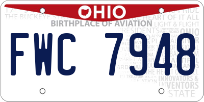 OH license plate FWC7948