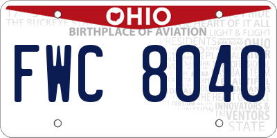 OH license plate FWC8040