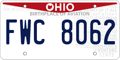 OH license plate FWC8062