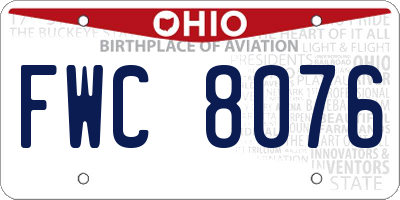 OH license plate FWC8076