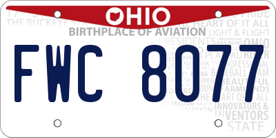 OH license plate FWC8077