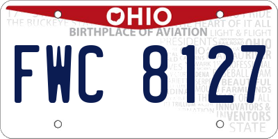OH license plate FWC8127