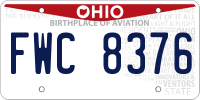 OH license plate FWC8376